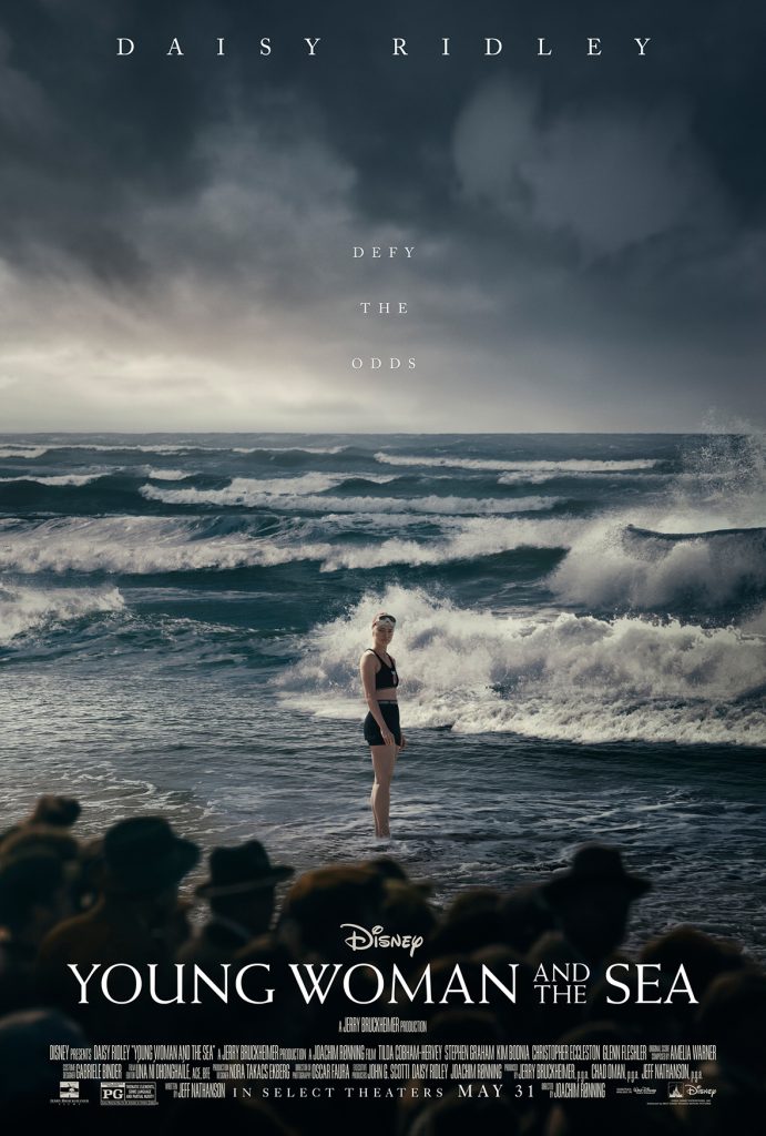 The theatrical poster for Disney's Young Woman and the Sea.