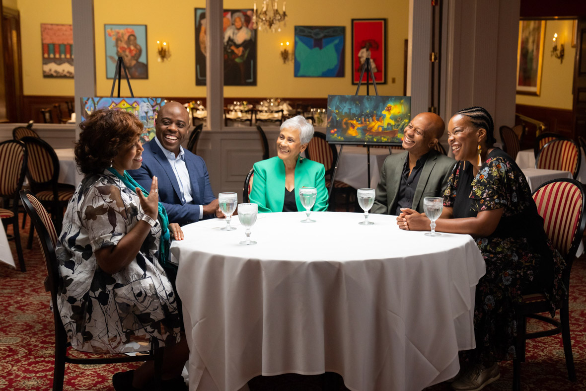 Carmen Smith, Creative Executive, Vice President, Inclusive Strategies for Walt Disney Imagineering; Kenneth Moton, National Correspondent for ABC News; Stella Chase Reese, Owner of Dooky Chase's Restaurant; Marlon West, VFX Supervisor for Walt Disney Animation Studios; and Charita Carter, Senior Producer for Walt Disney Imagineering.