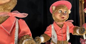 A closeup of Trixie St. Claire in a new costume at Country Bear Musical Jamboree