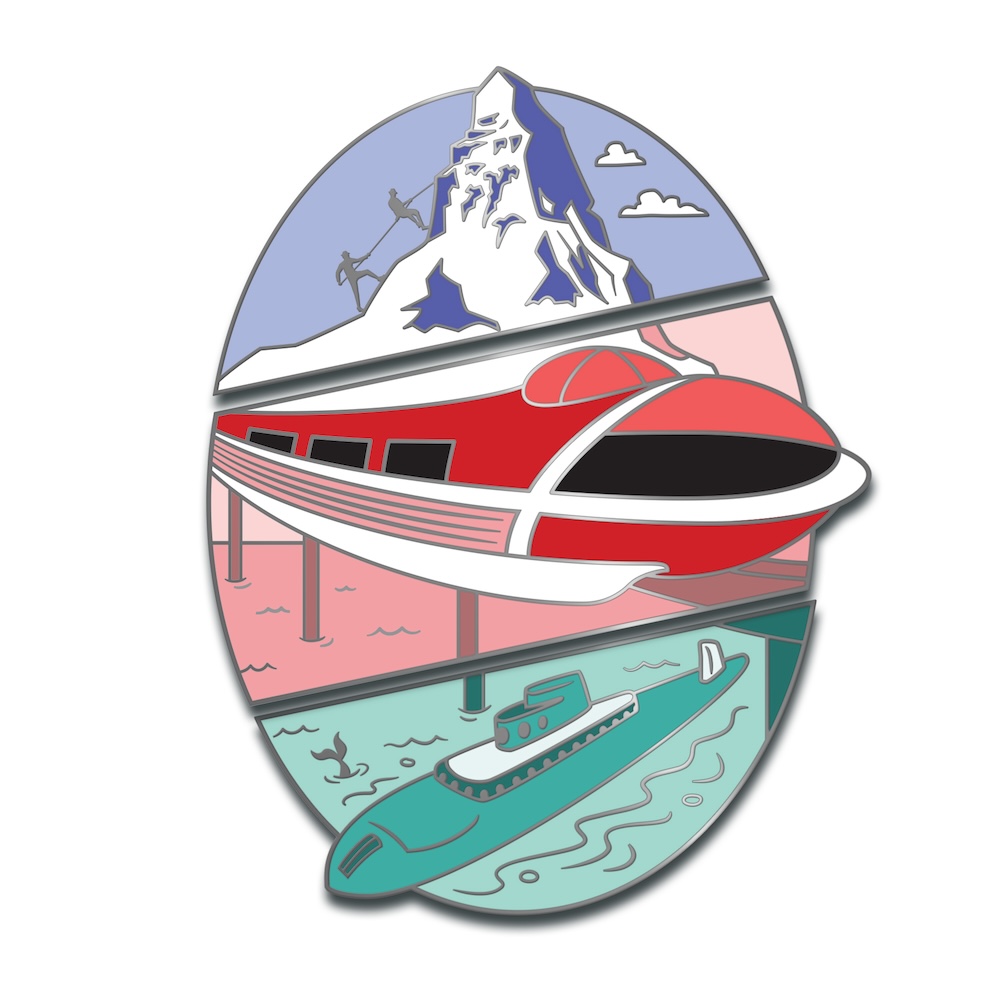 Matterhorn Bobsleds, Disneyland Monorail, Submarine Voyage 65th Anniversary Pin