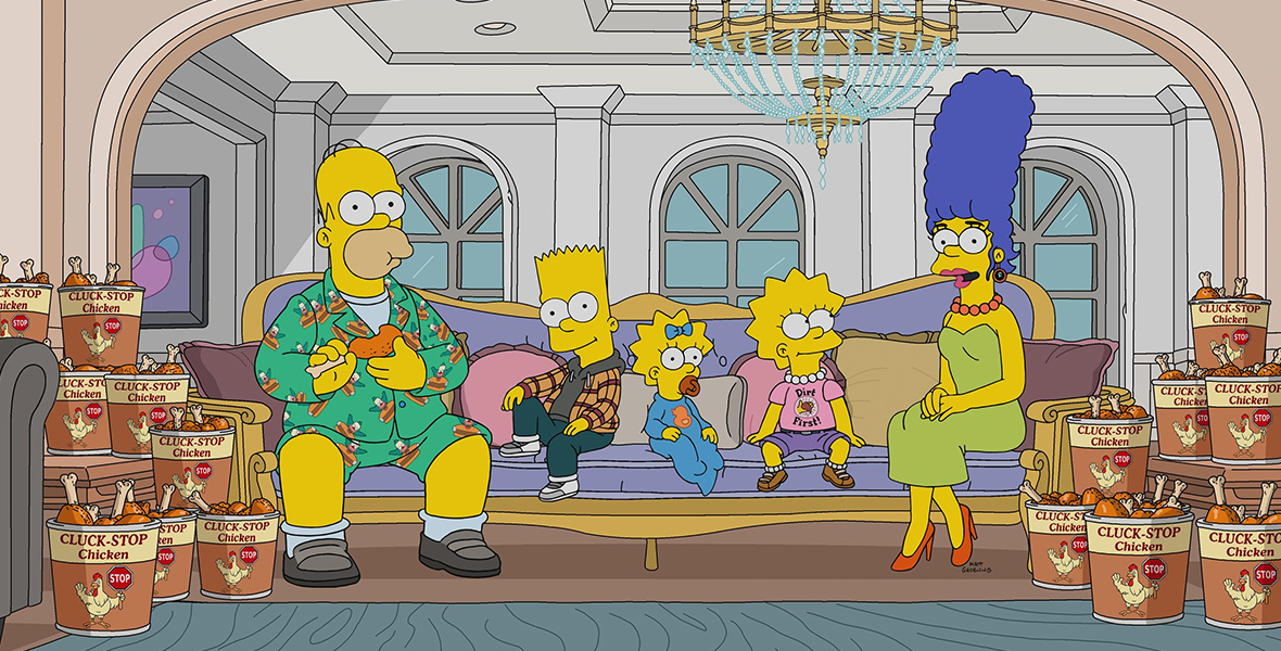Homer Simpson, Bart Simpson, Maggie Simpson, Lisa Simpson, and Marge Simpson in The Simpsons