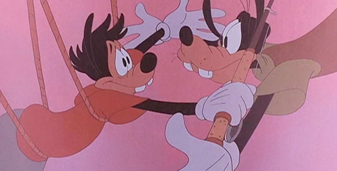 The animated characters Max and Goofy appear in a scene from The Goofy Movie, the making of which was the subject of a panel at D23: The Ultimate Fan Event.