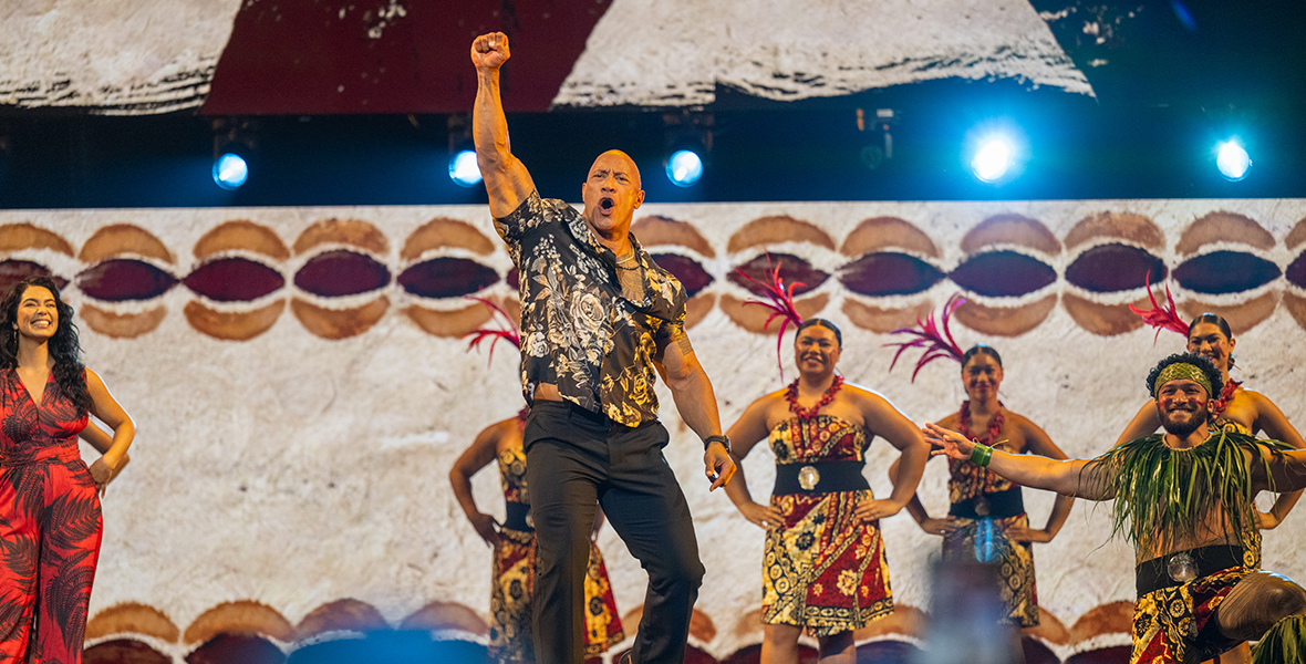 On Friday, August 9, 2024, at the Honda Center, AULI’I CRAVALHO and DWAYNE JOHNSON took the stage during the DISNEY ENTERTAINMENT marquee showcase.