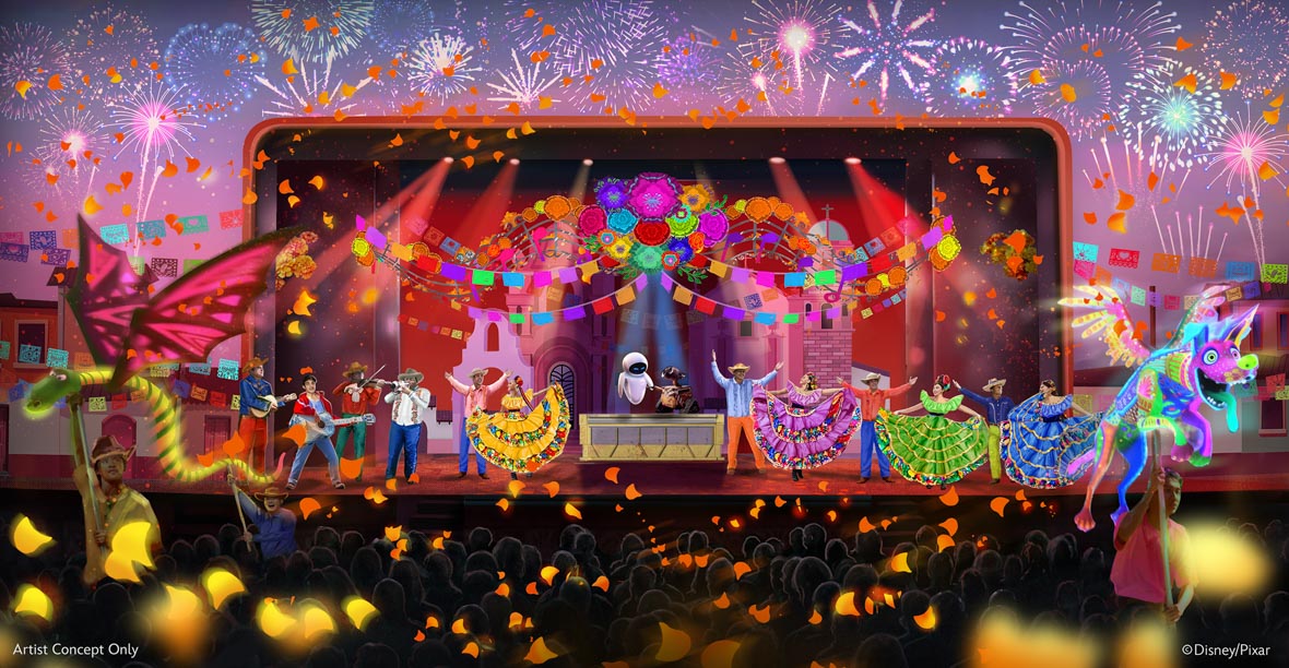 Concept art of the "Remember" stage show aboard the Disney Adventure cruise ship