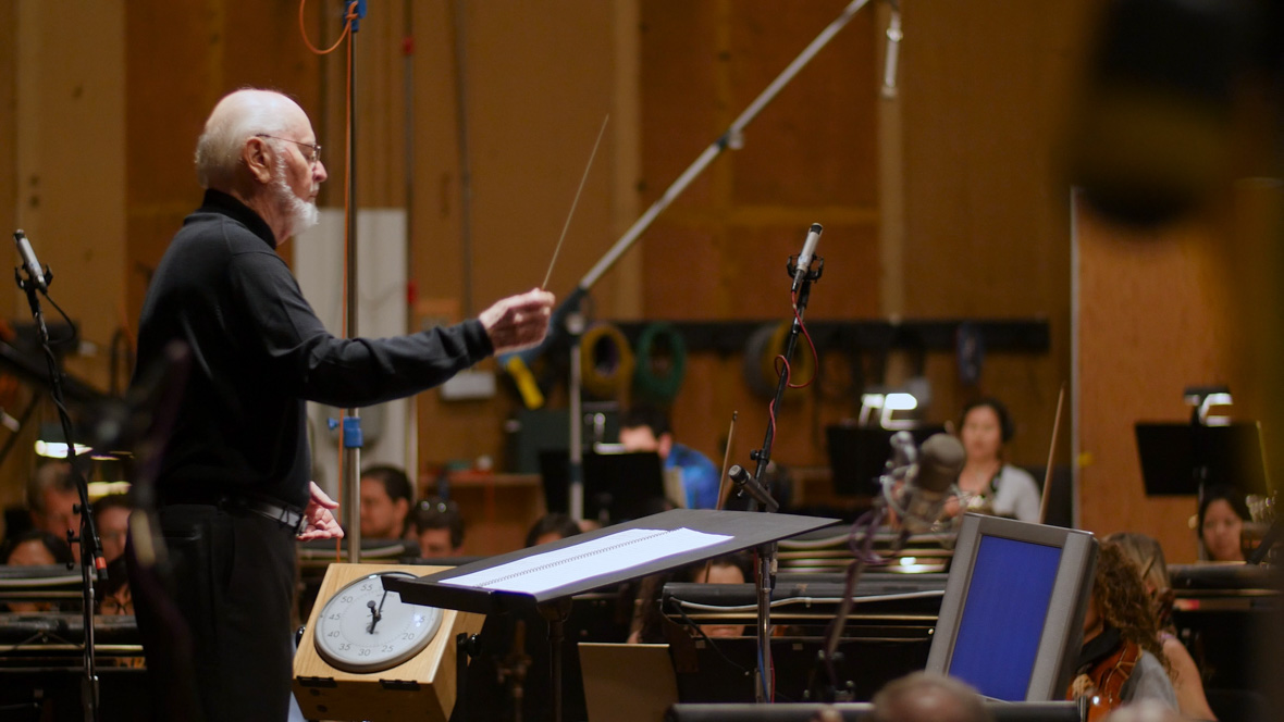 John Williams conducts a scoring session for Star Wars: The Force Awakens.