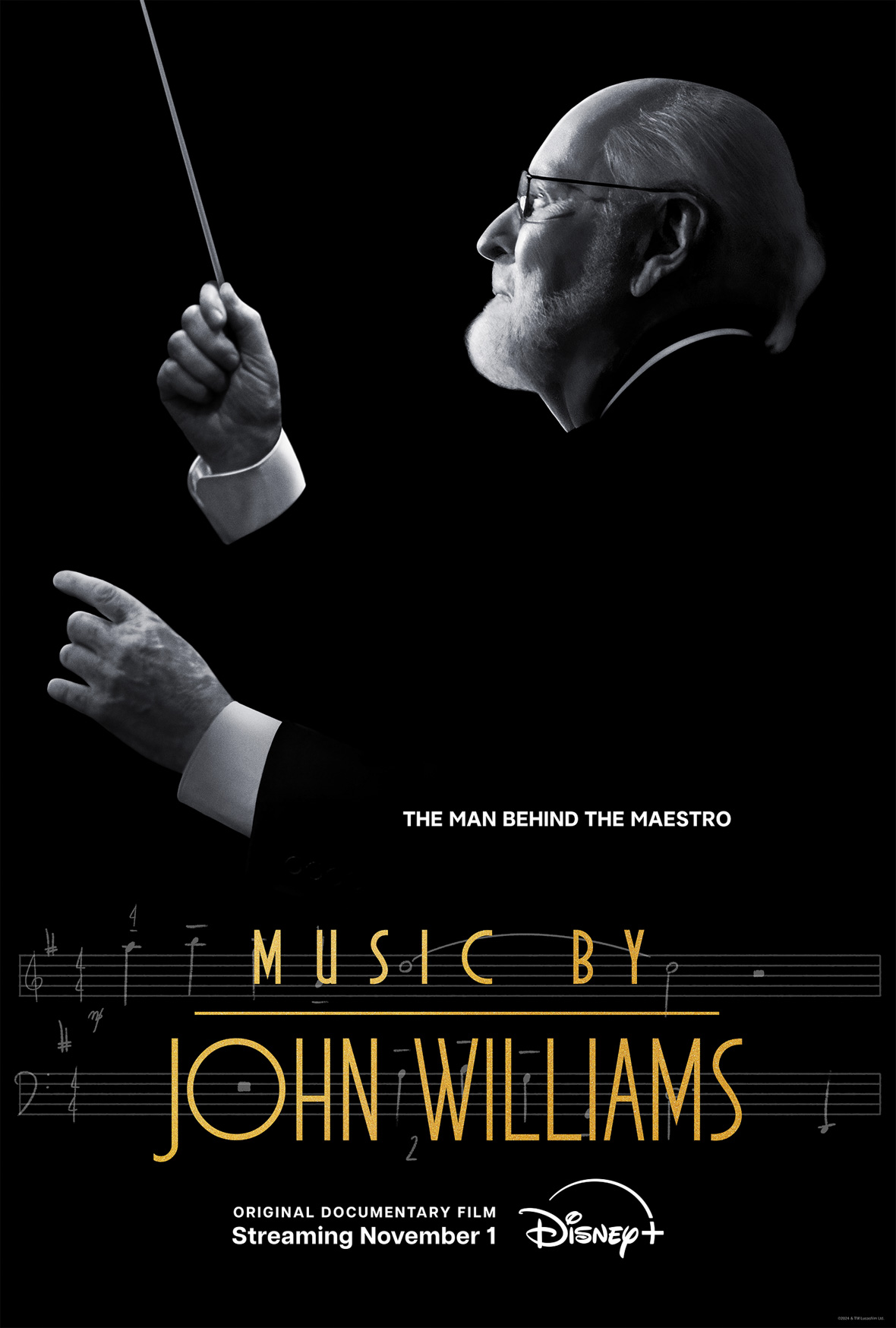 Black and white poster for Music by John Williams