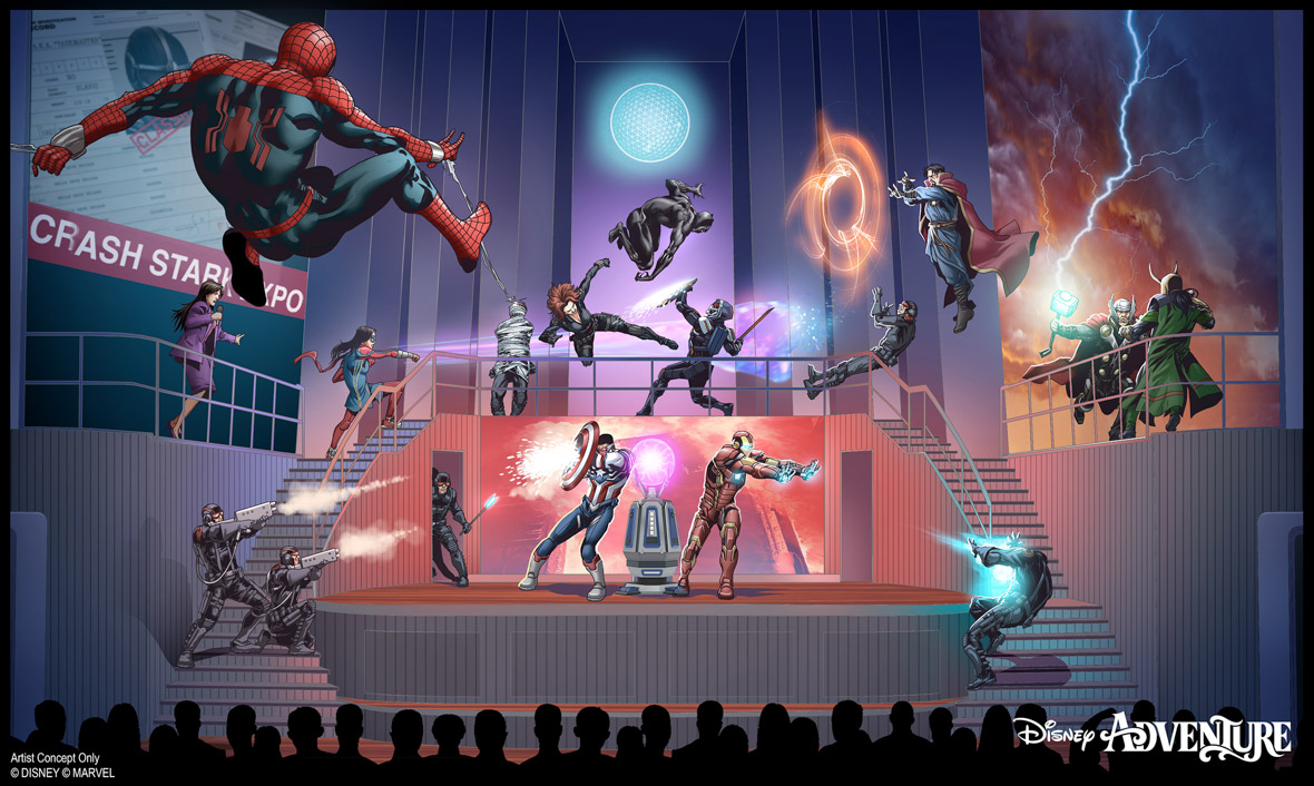 Concept art of Avengers Assemble! aboard the Disney Adventure cruise ship 