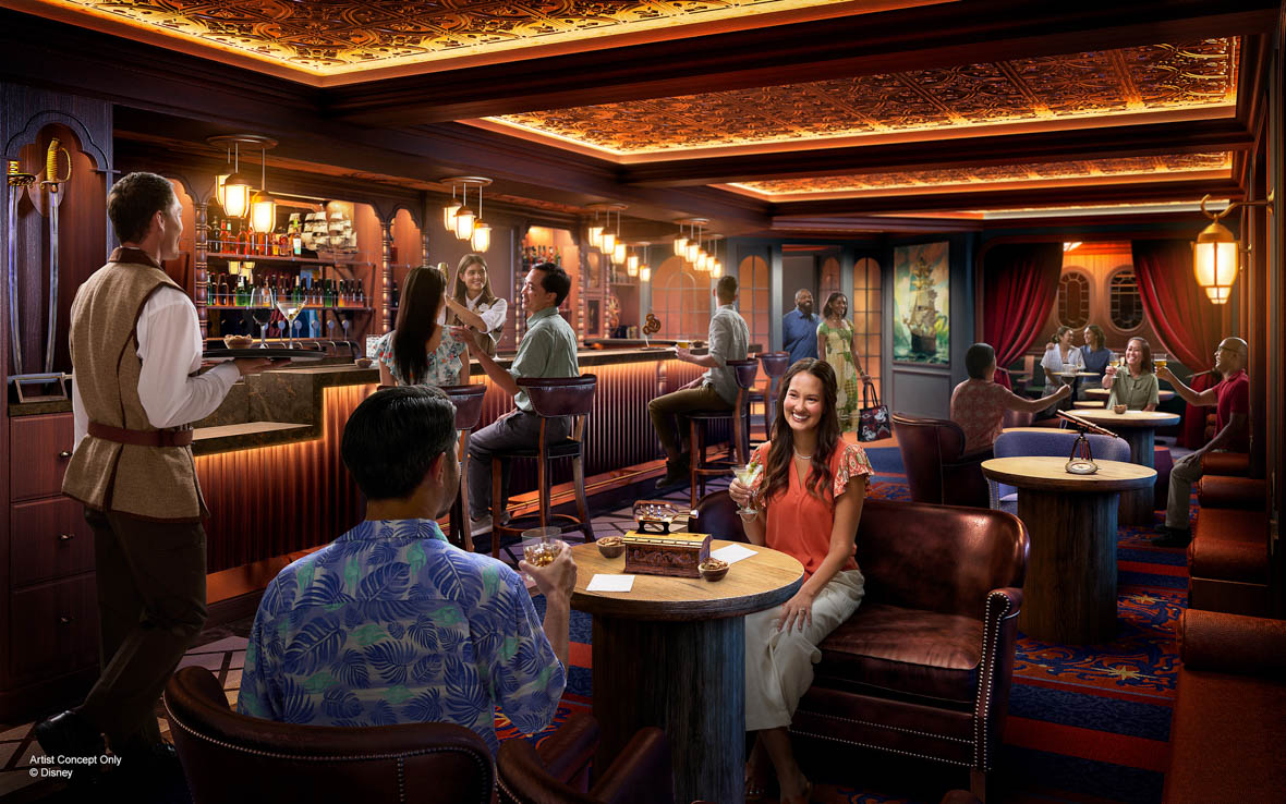 Concept art of Buccaneer Bar aboard the Disney Adventure cruise ship