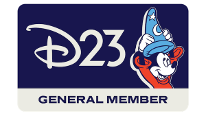 D23 General Member Card featuring Mickey with his hands up in the air as he places his blue sorcerer hat on.