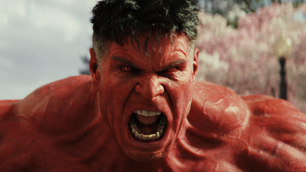 Red Hulk (Harrison Ford) roars in Captain America: Brave New World.