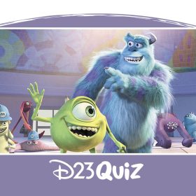 Sulley and Mike Wazowski from Monsters, Inc. are standing in the middle of the factory, smiling and waving to other monsters.