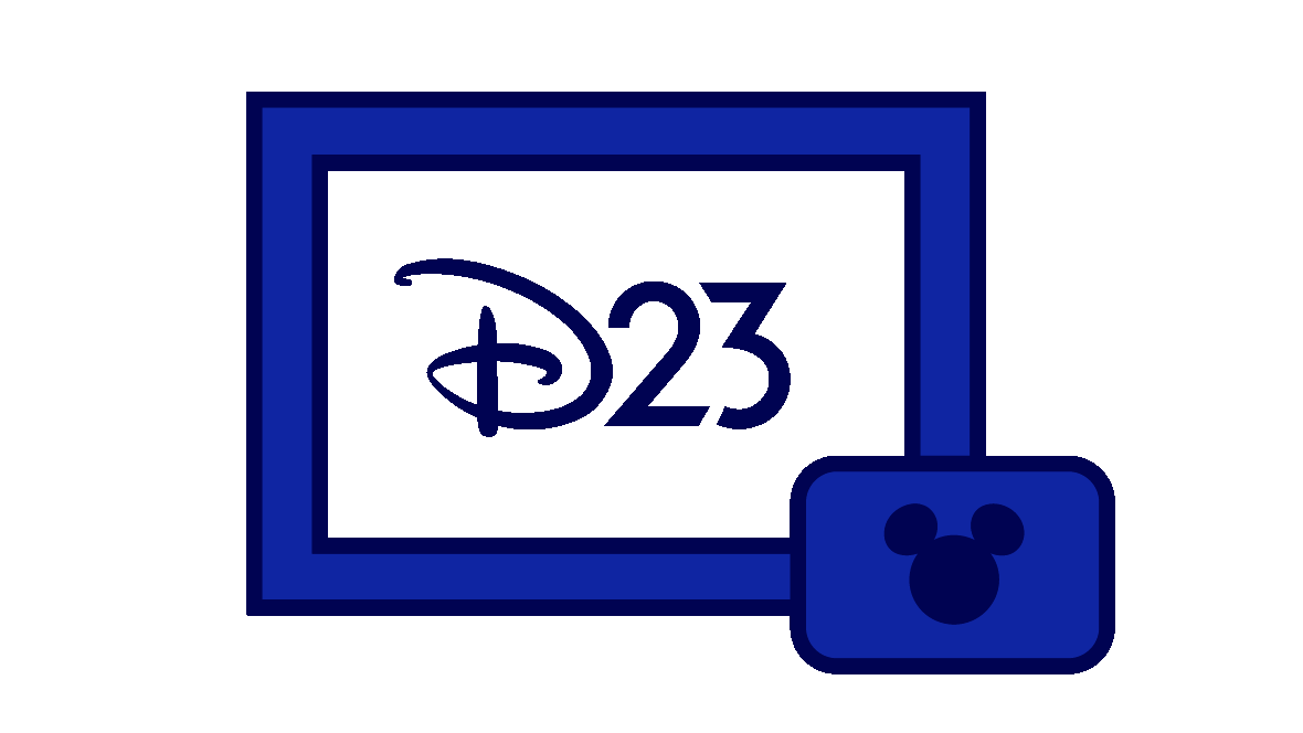 Gold Membership Renewal Stylized dark blue graphic symbolizing D23 membership. The main element is a rectangular card or certificate displaying the 'D23' logo. In the foreground is a smaller card with a Mickey Mouse silhouette. Sparkles and circular accents surround the graphic, adding a magical or premium visual effect.