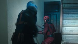 Bullseye fights Daredevil in a staircase in Daredevil: Born Again.