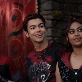 (L-R) Mekonnen Knife, Malachi Barton, and Swayam Bhatia in scene from Disney's ZOMBIES 4: Dawn of the Vampires