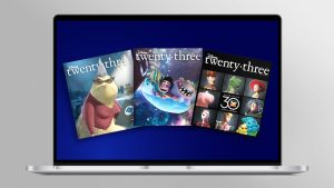 The three collectible covers of the Summer ’25 issue of Disney twenty-three, which celebrates three decades of feature filmmaking from Pixar Animation Studios: (from left to right) the iconic characters of Toy Story; fan-favorite Roz from Monsters, Inc.; and Elio and Glordon from Disney and Pixar’s latest animated adventure, Elio.