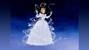 The restoration of Cinderella (1950) included correcting the color of the Disney Princess’ hair to dusty blond and her ball gown to its original silver as seen in this film still.
