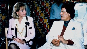 Barbara Walters talks with Muammar el- Quaddafi from his tent in Tripoli, Libya. The interview aired on 20/20 on January 27, 1989.
