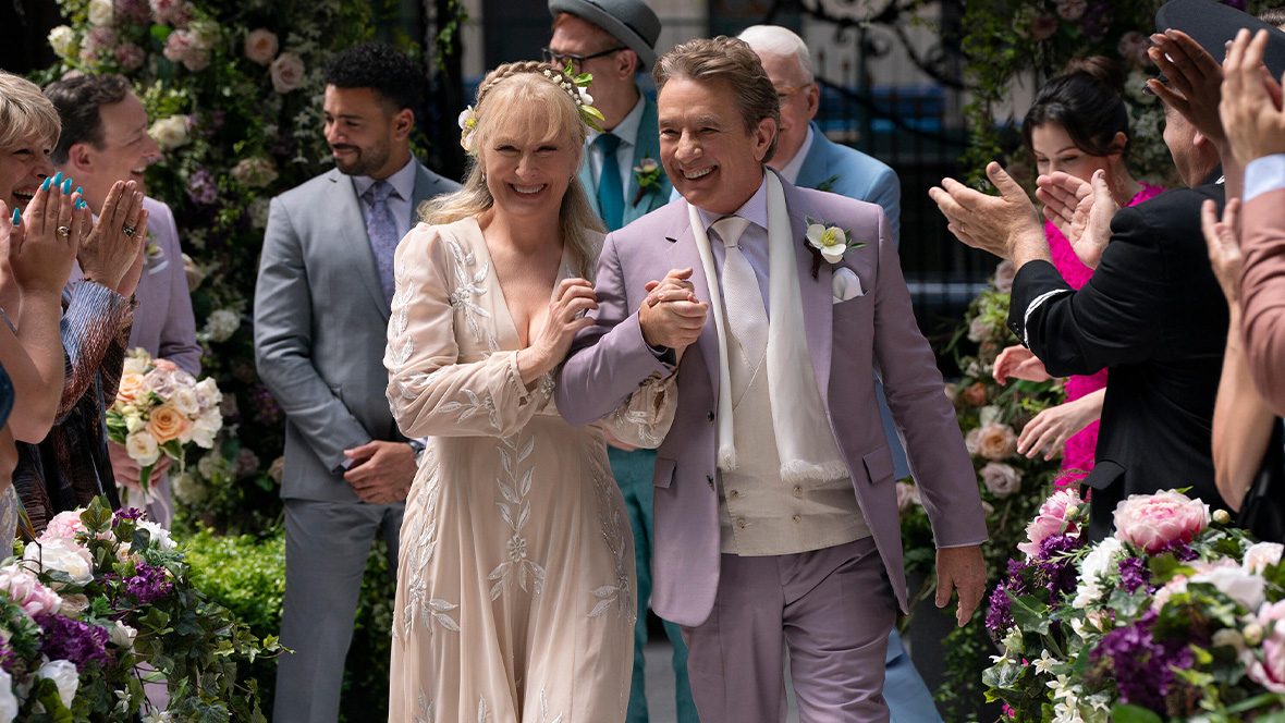 Loretta Durkin (Meryl Streep) and Oliver Putnam (Martin Short) in Only Murders in the Building
