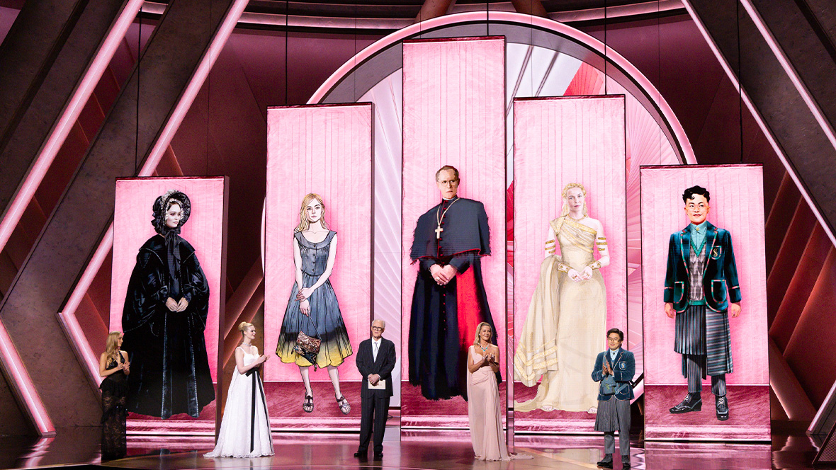 Lily-Rose Depp, Elle Fanning, John Lithgow, Connie Nielsen, and Bowen Yang at The Oscars