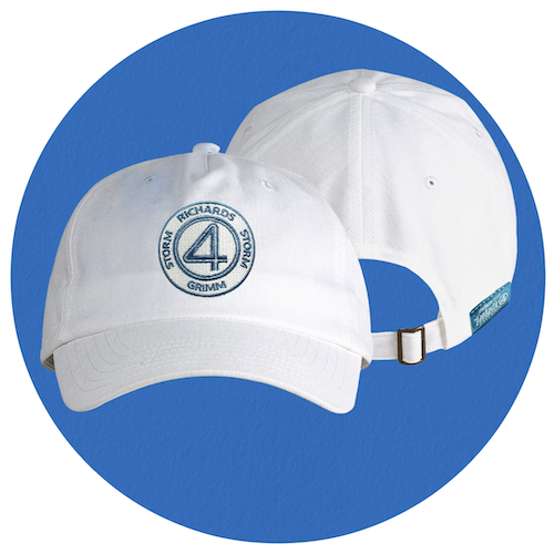 Fantastic Four White Fantastic Four baseball cap with team members’ names embroidered around the classic “4” logo on the front and an adjustable strap at the back.