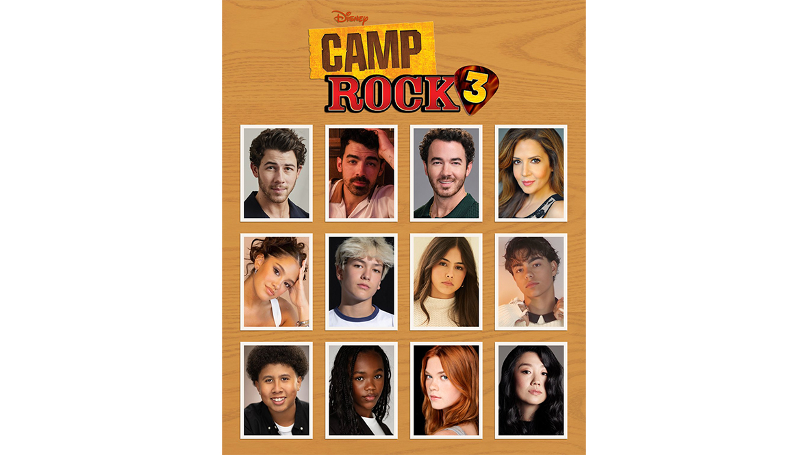 Top row, from left to right: Nick Jonas, Joe Jonas, Kevin Jonas, Maria Canals-Barrera. Middle row, from left to right: Liamani Segura, Hudson Stone, Lumi Pollack, Malachi Barton. Bottom row, from left to right: Casey Trotter, Brooklynn Pitts, Ava Jean, Sherry Cola.