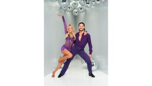 A promotional image of Alix Earle with dance partner Val Chmerkovskiy from Season 34 of ABC’s Dancing with the Stars.