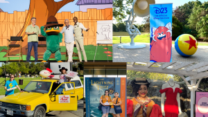 A five piece collage of D23 events from July - September 2025.