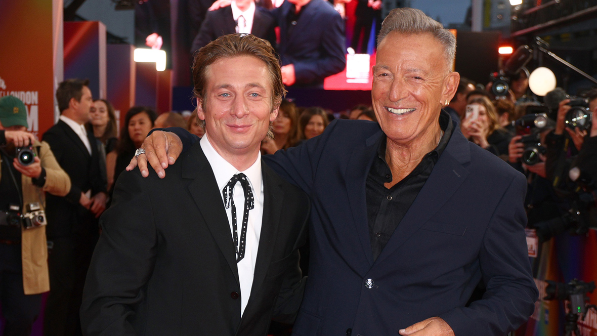 Jeremy Allen White (left) and Bruce Springsteen attend the UK premiere of Springsteen: Deliver Me from Nowhere during the 69th BFI London Film Festival in London.