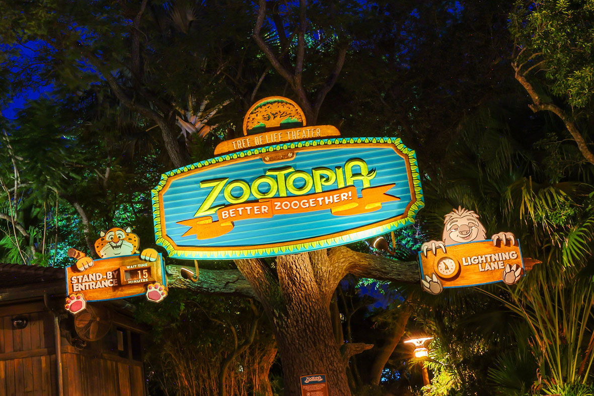 Signage in front of Zootopia: Better Zoogether! at Disney's Animal Kingdom Theme Park
