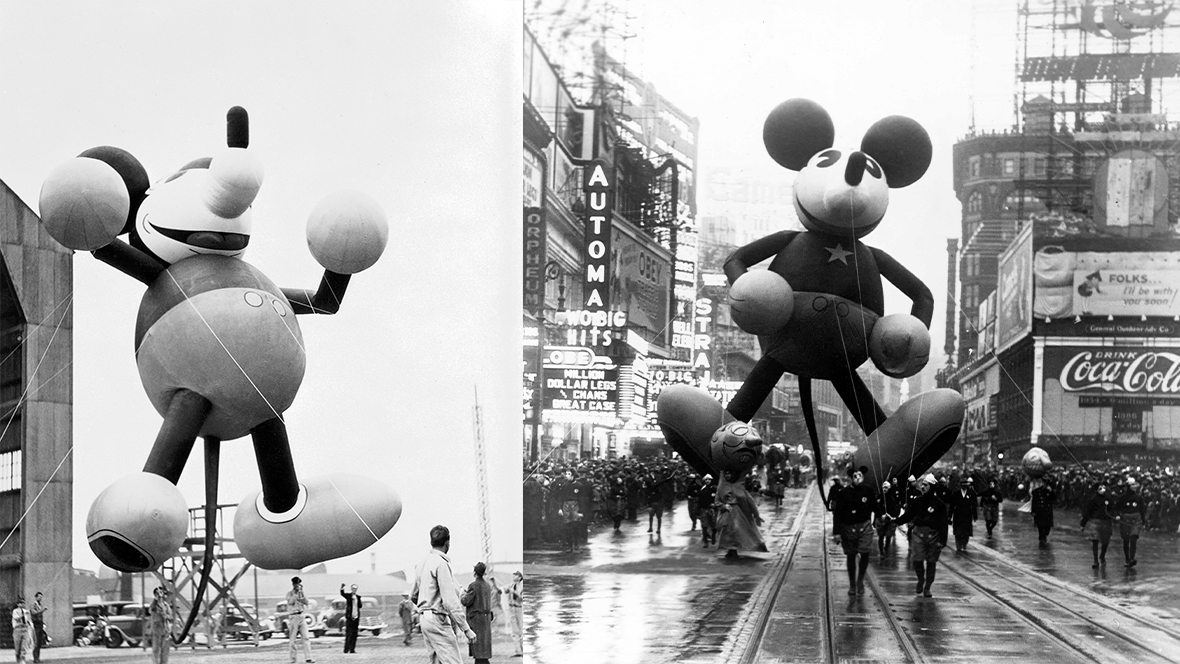 Two images of Mickey from the Macy's Christmas Parade in 1924.