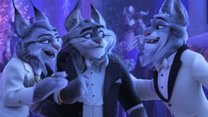 A still from Walt Disney Animation Studios&rsquo; Zootopia 2 features members of the powerful Lynxley family, one of Zootopia&rsquo;s oldest and most prestigious families. They are dressed fancy and standing in a ballroom of sorts, during what looks to be a party.