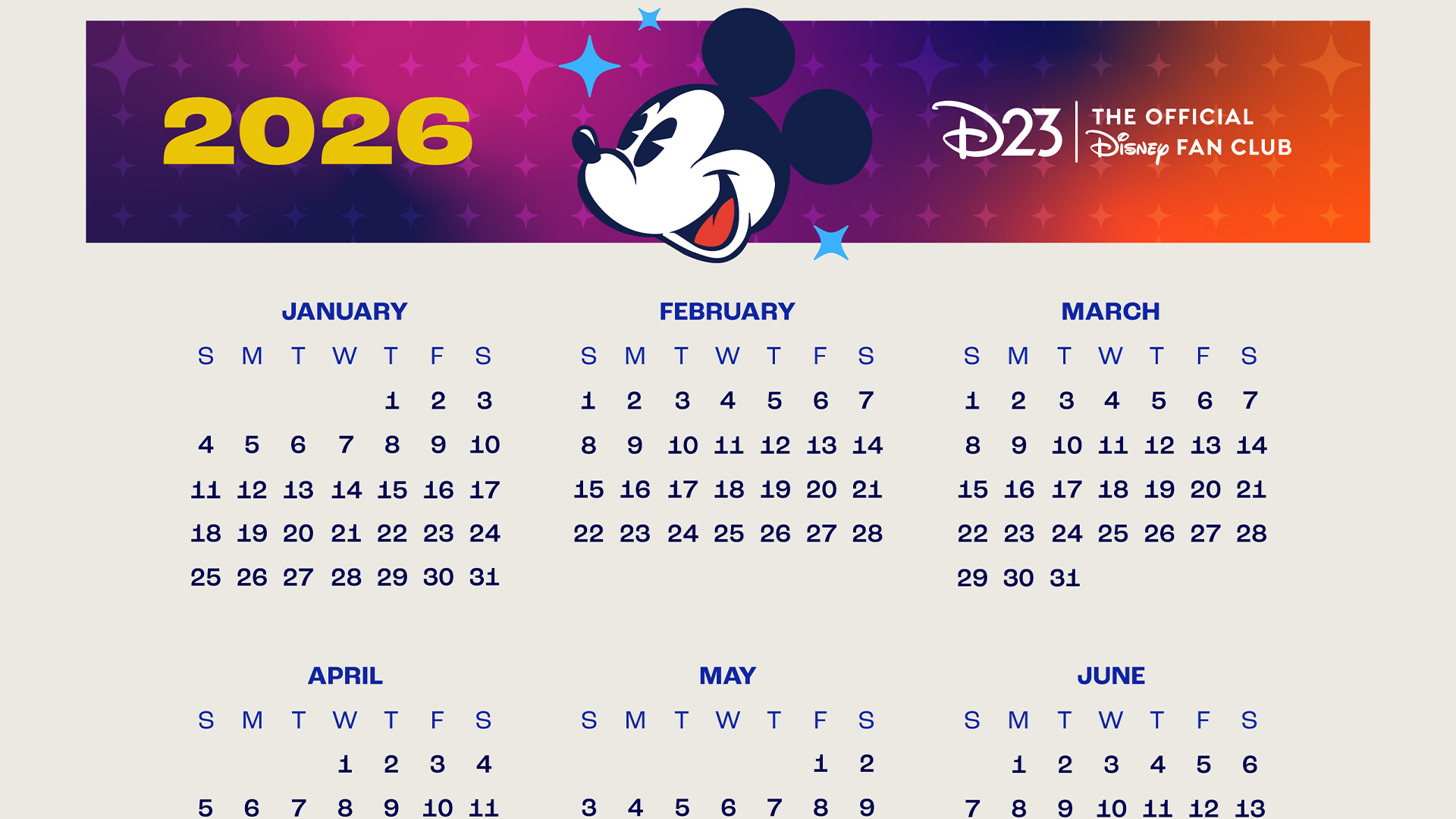 D23 2026 Calendar Printable