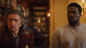 In an image from Marvel Television&rsquo;s Wonder Man, Trevor Slattery (Sir Ben Kingsley), left, and Simon Williams (Yahya Abdul-Mateen II), right, look quizzically at something offscreen to their left.