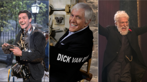 A triptych image of Disney Legend Dick Van Dyke in several Disney films and projects throughout the years—including (left) 1964’s Mary Poppins; (middle) The Wonderful World of Disney in 2015; and (right) 2018’s Mary Poppins Returns.