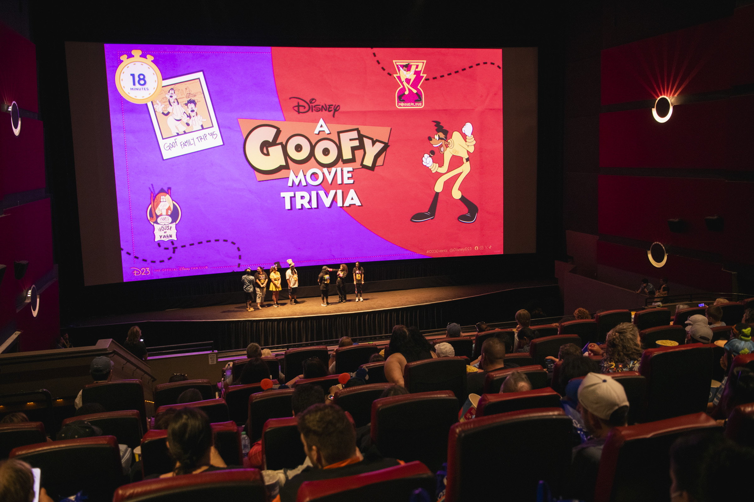 scene from the final stop on the D23 On the Road: A Goofy Movie series, which recreated the film&rsquo;s premiere at Disney Springs