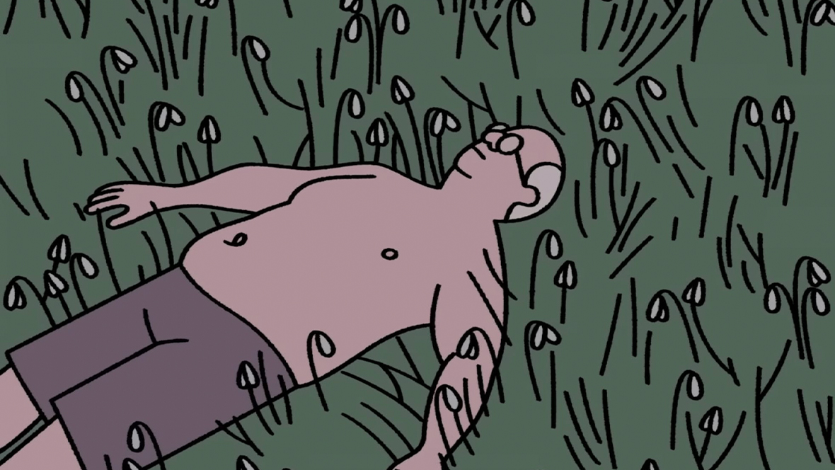 A still from the animated short Retirement Plan.