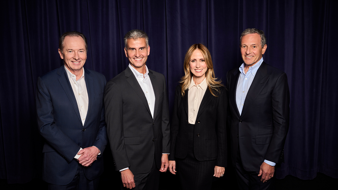 An image of, from left to right, James Gorman, Dana Walden, Josh D&rsquo;Amaro, and Bob Iger.