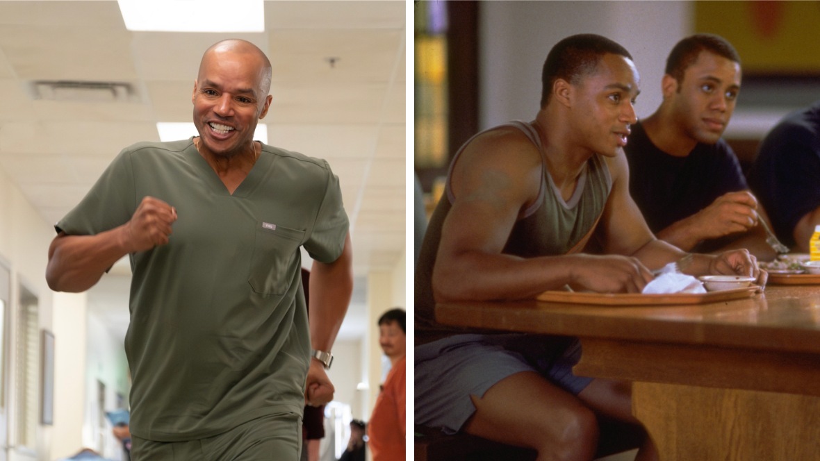 Side by side images of Donald Faison as Turk on ABC&rsquo;s Scrubs, left, and as Petey in 2000&rsquo;s Remember the Titans, right.