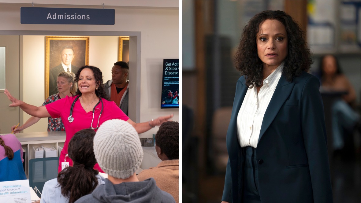 Side by side images of Judy Reyes as Carla on ABC&rsquo;s Scrubs, left, and as Lt. Selena Soto on ABC&rsquo;s Hugh Potential, right.