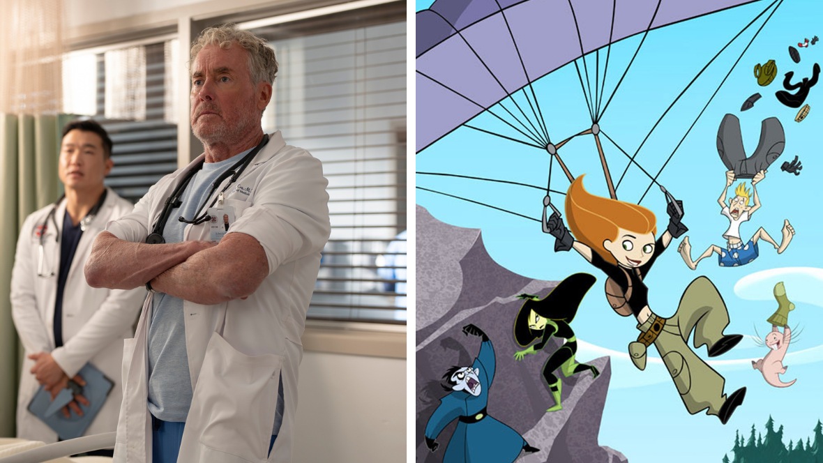 Side by side images of John C. McGinley as Dr. Cox on ABC&rsquo;s Scrubs, left, and a promotional image from Disney Channel&rsquo;s Kim Possible, right. John C. McGinley (Dr. Cox).