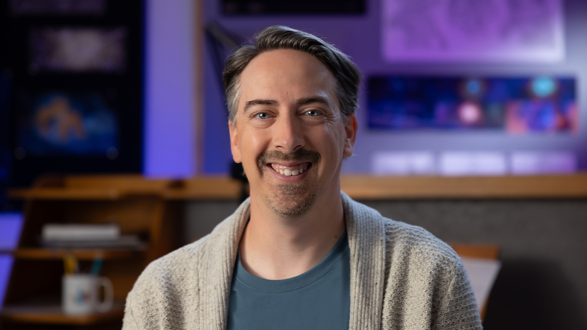 Malcon Pierce poses for a photo at Walt Disney Animation Studios.