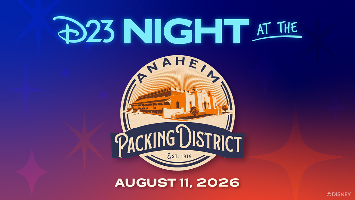 Side-by-side images promoting Capturing Life, Creating Character: The Art of Live Action at Muzeo Museum and Cultural Center in Anaheim, and D23 Night at the Anaheim Packing District, part of the city-wide celebrations for D23: The Ultimate Disney Fan Event 2026.