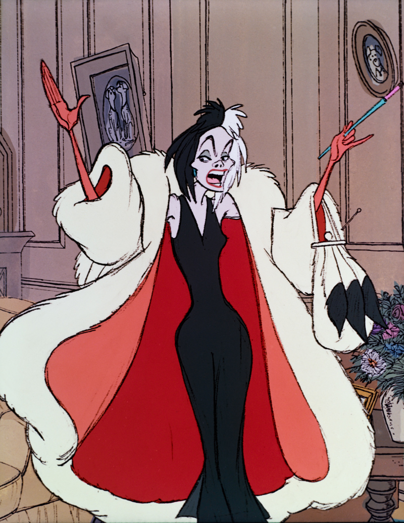 Cruella de Vil from the animated One Hundred and One Dalmatians (1961).