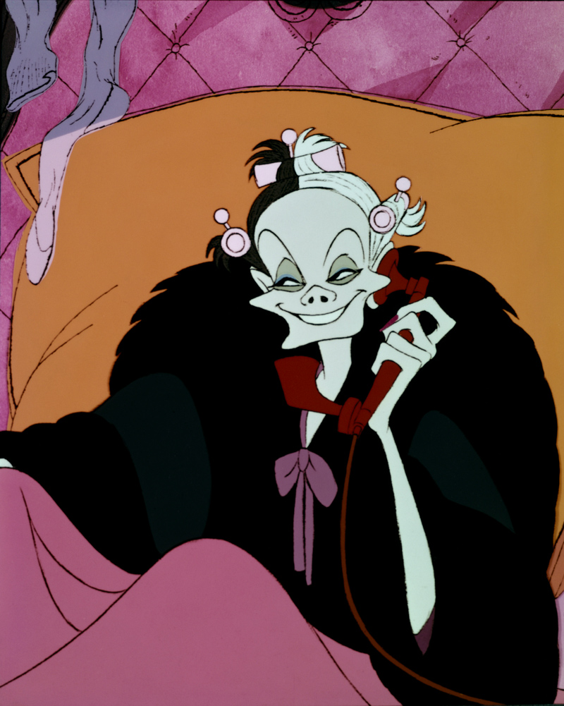 Cruella de Vil from the animated One Hundred and One Dalmatians (1961).