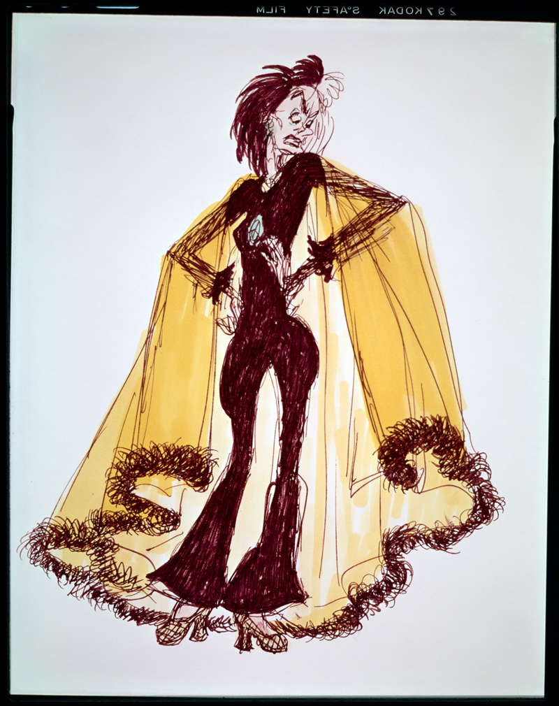 early designs for Cruella de Vil in the animated One Hundred and One Dalmatians (1961).
