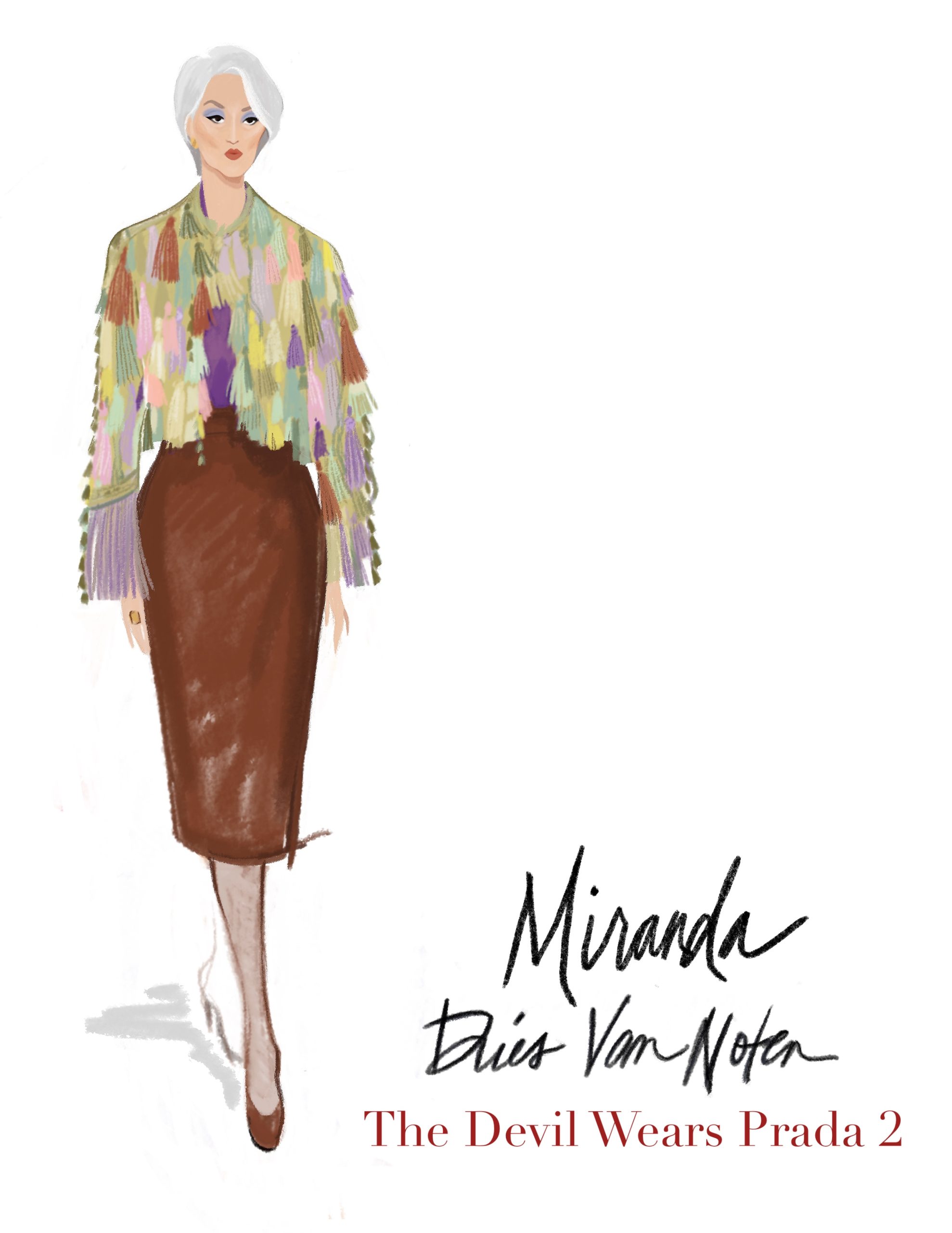 A sketch of one of Miranda Priestly&rsquo;s costumes from The Devil Wears Prada 2.