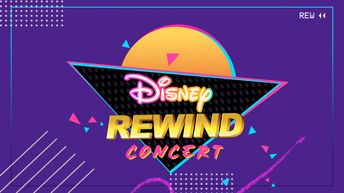 Image promoting the Disney Rewind Concert at D23: The Ultimate Disney Fan Event in Anaheim on Friday, August 14, and Saturday, August 15, 2026.