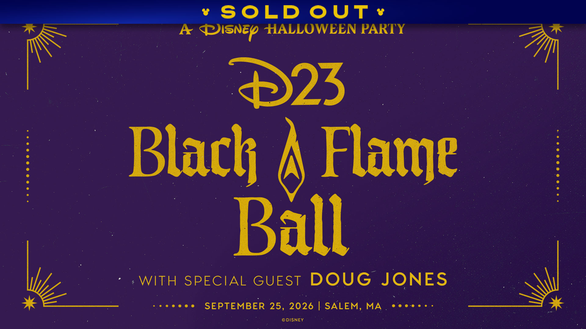 D23 Black Flame Ball, a Disney Halloween party inspired by Hocus Pocus, features special guest Doug Jones and takes place September 25, 2026, in Salem, MA.