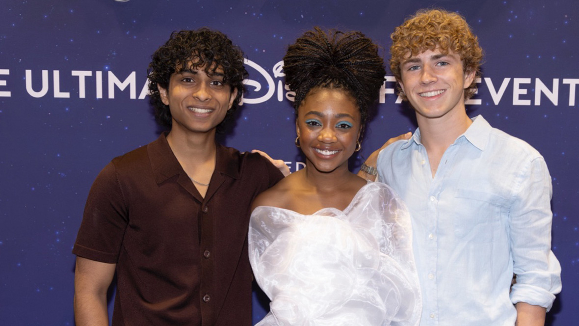 Three cast members of Percy Jackson and the Olympians at the D23 Expo. 