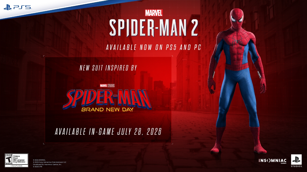 An image promoting the Spider-Man 2 game on PS5 and PC.